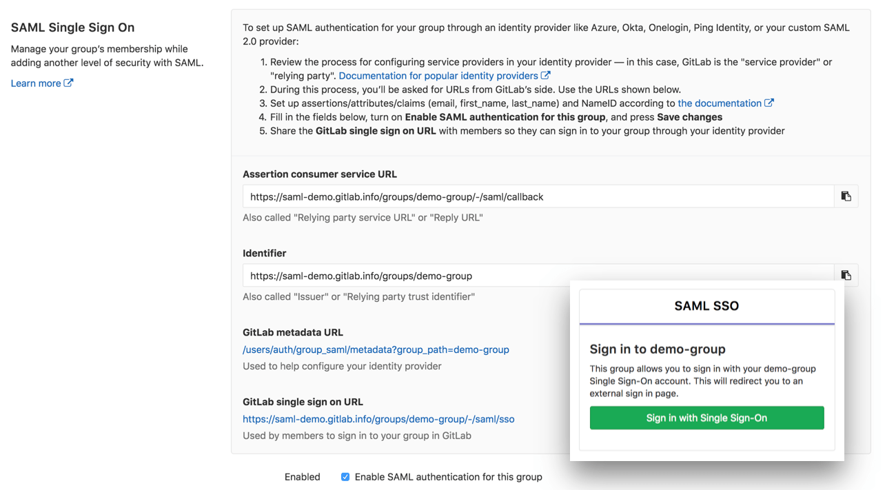 SAML single sign-on for Groups (Beta)