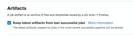 Project configuration to control storage of latest artifacts