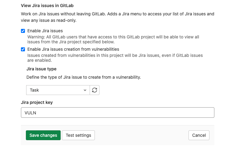 Create Jira issues from Vulnerabilities