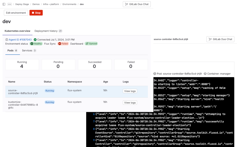 Log streaming for Kubernetes pods and containers