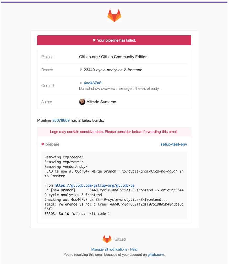 Better pipeline notifications in GitLab 8.14